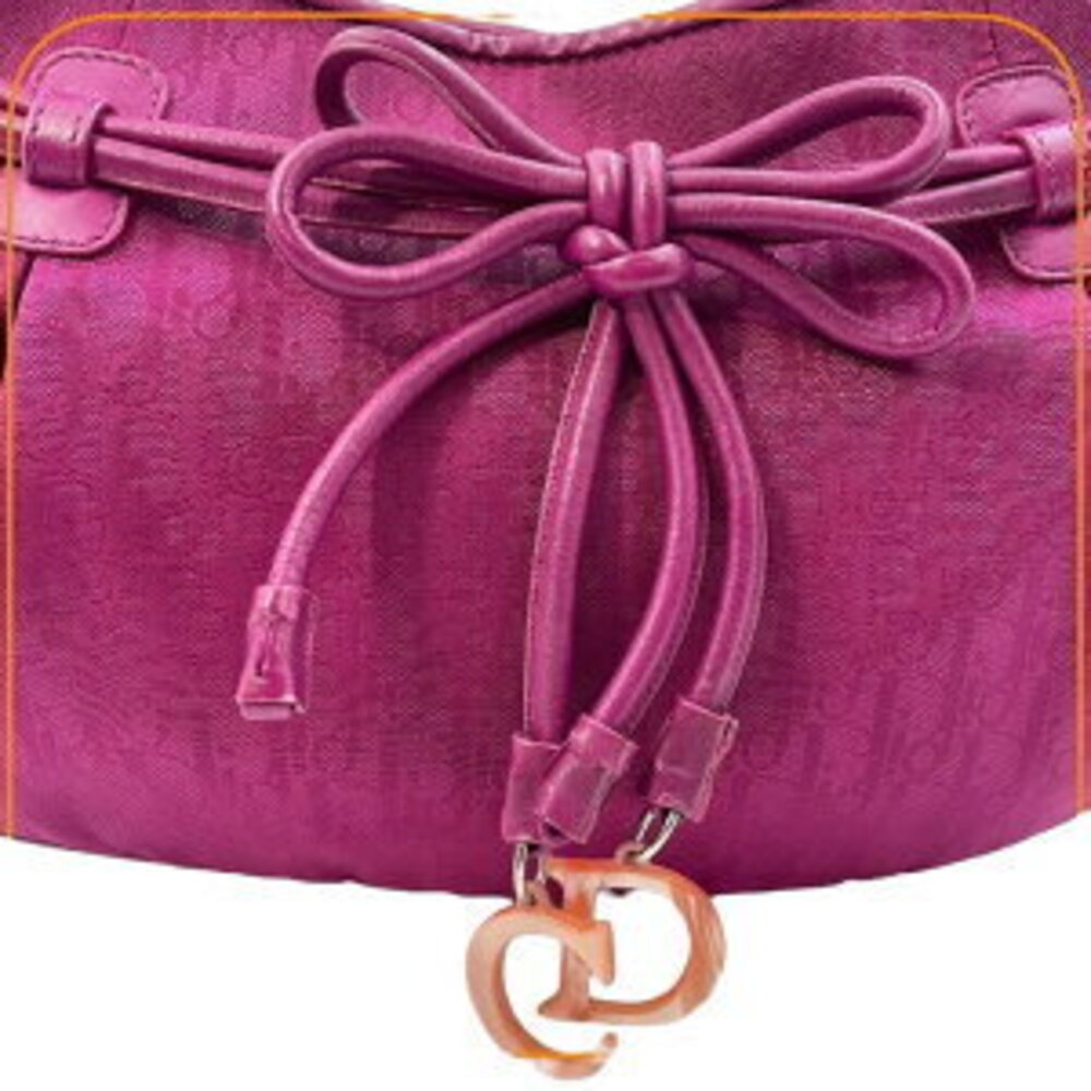 DIOR Trotter Hobo Shoulder Bag Rion Canvas Leather Pink Fuchsia - Picture 12 of 15